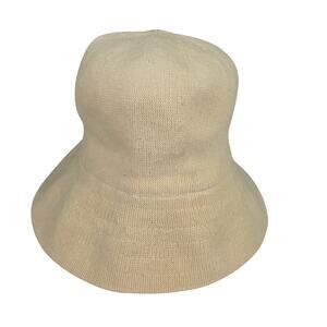KANGOL KIDS CLASSIC BUCKET HAT – BEIGE KNIT – MADE IN UK – 10" CROWN – CLEAN